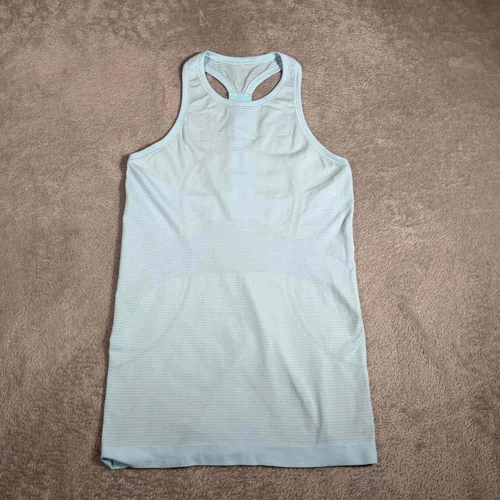 Lululemon‎ Swiftly Tech Top Womens 4 Light Blue Seamless Racerback Running